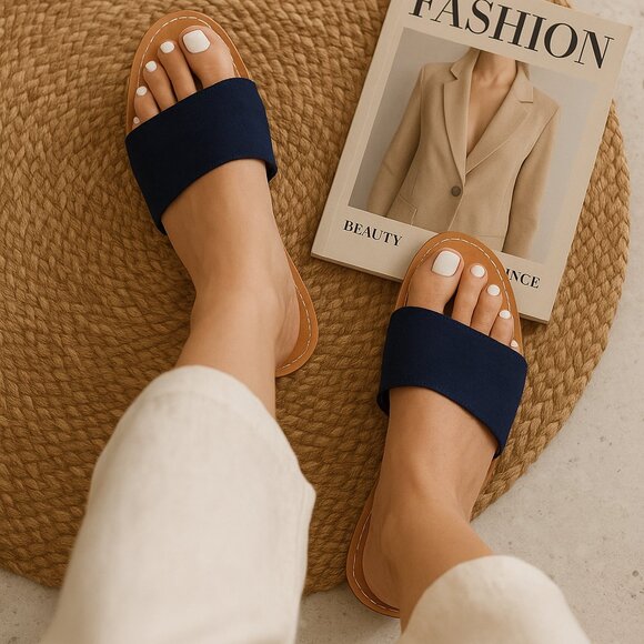 💙Old Navy Dark Blue Slide Sandals (Size 9.5) NWOT💙 - Picture 2 of 4